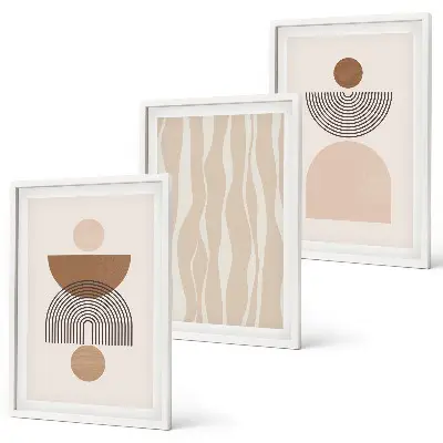 Composizione di quadri forme astratte marrone e beige