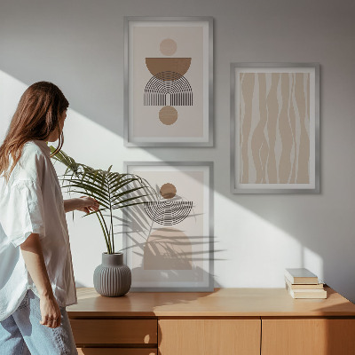 Composizione di quadri Forme astratte marrone beige