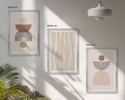 Composizione di quadri Forme astratte marrone beige