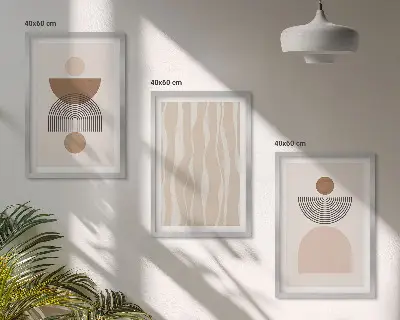Composizione di quadri forme astratte marrone e beige