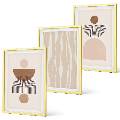 Composizione di quadri Forme astratte marrone beige