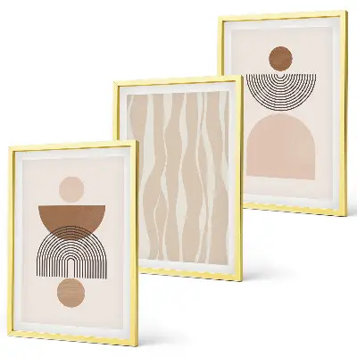Composizione di quadri forme astratte marrone e beige