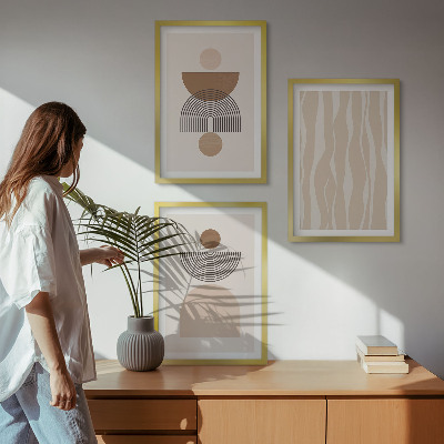 Composizione di quadri Forme astratte marrone beige