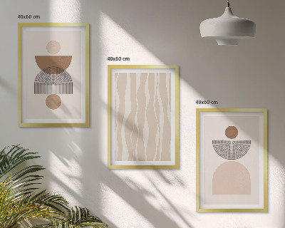 Composizione di quadri Forme astratte marrone beige