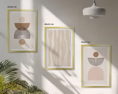 Composizione di quadri forme astratte marrone e beige