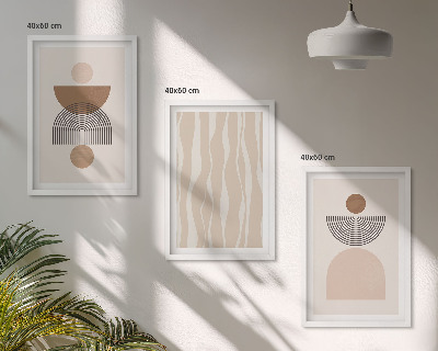 Composizione di quadri Forme astratte marrone beige