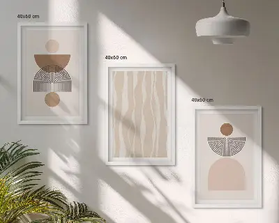 Composizione di quadri forme astratte marrone e beige