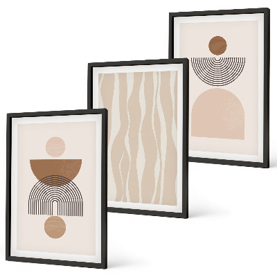 Composizione di quadri Forme astratte marrone beige
