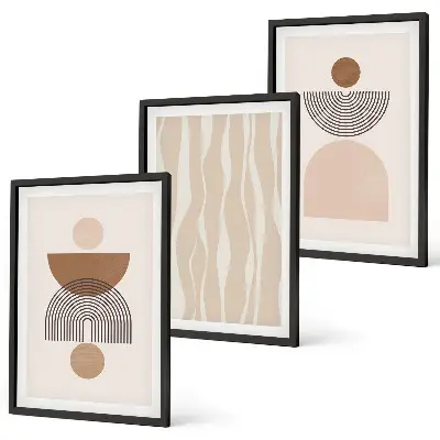 Composizione di quadri forme astratte marrone e beige