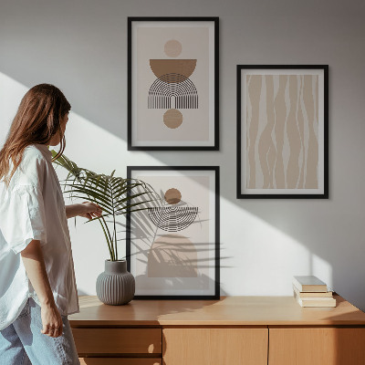 Composizione di quadri Forme astratte marrone beige