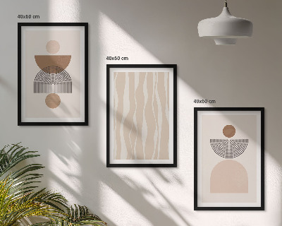 Composizione di quadri Forme astratte marrone beige