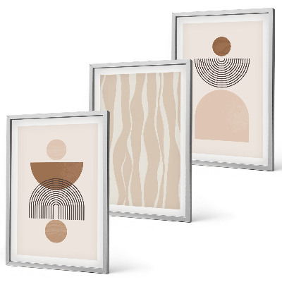 Composizione di quadri Forme astratte marrone beige