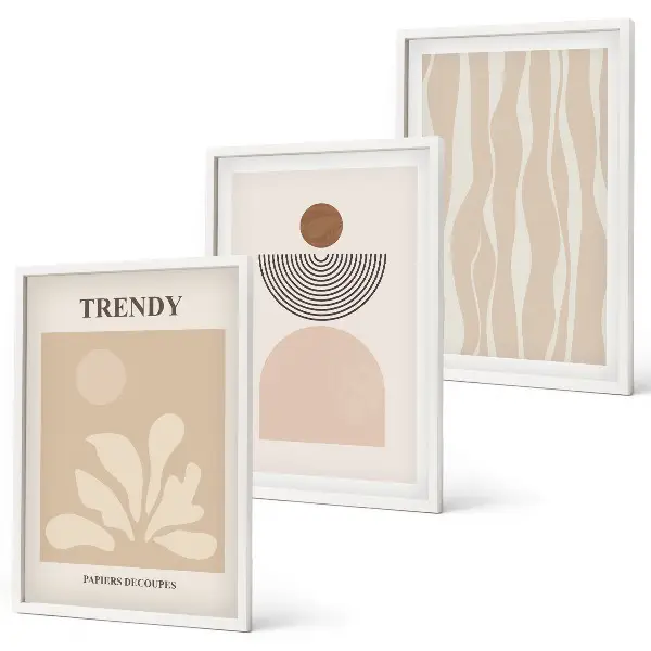 Set di quadri incorniciati con design astratto beige elegante