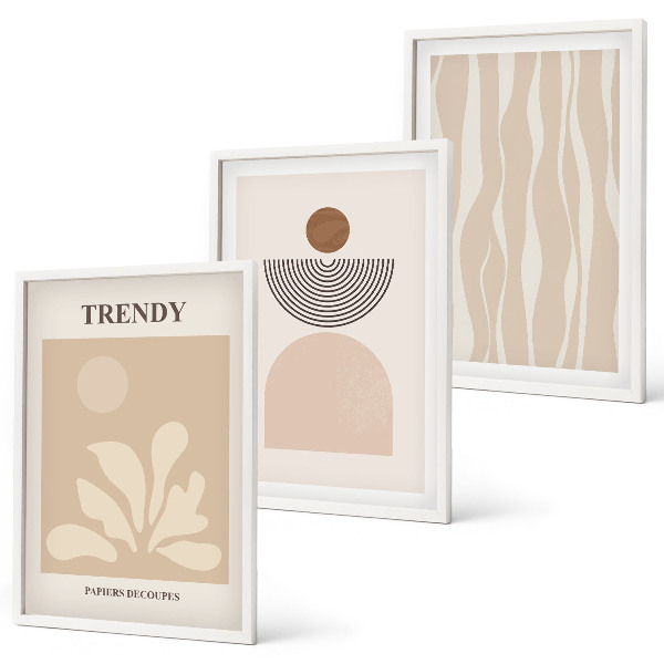 Set di quadri incorniciati Eleganti beige astratti
