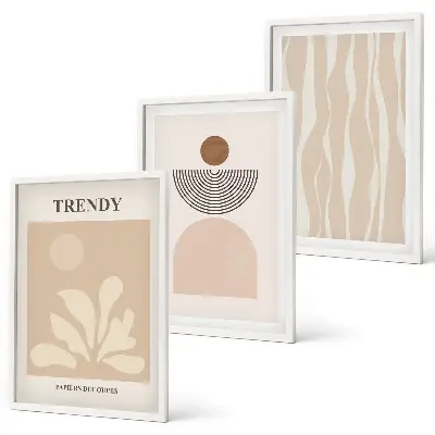 Set di quadri incorniciati con design astratto beige elegante