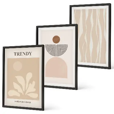 Set di quadri incorniciati con design astratto beige elegante