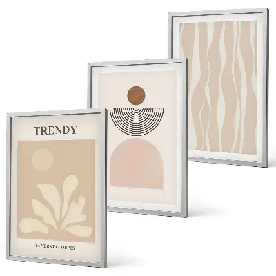Set di quadri incorniciati con design astratto beige elegante
