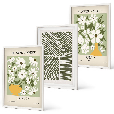 Set di 3 quadri Motivi floreali Londra Dublino