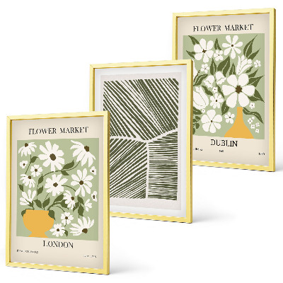 Set di 3 quadri Motivi floreali Londra Dublino