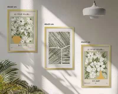 Set di 3 quadri con motivi floreali a tema Londra e Dublino