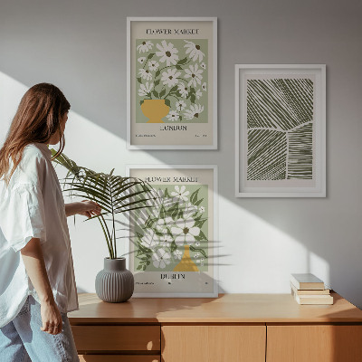 Set di 3 quadri Motivi floreali Londra Dublino