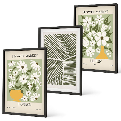Set di 3 quadri Motivi floreali Londra Dublino