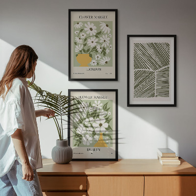 Set di 3 quadri Motivi floreali Londra Dublino