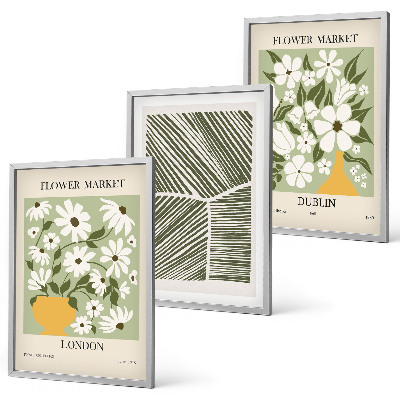 Set di 3 quadri Motivi floreali Londra Dublino