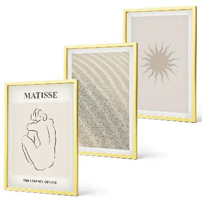 Composizione di quadri linee di sabbia minimaliste con sole