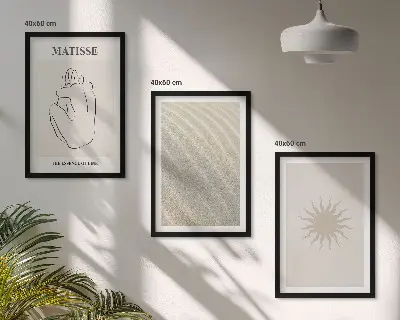 Composizione di quadri linee di sabbia minimaliste con sole