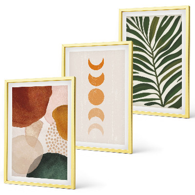 Set di 3 quadri Forme astratte di foglie