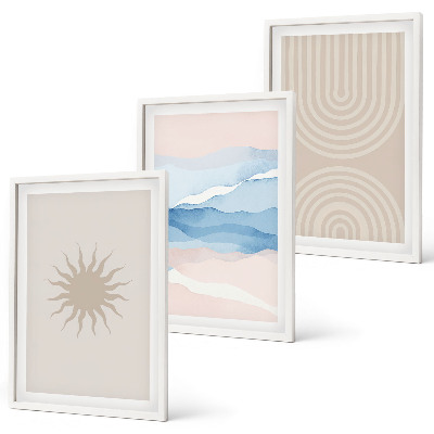 Composizione di quadri Onde di sole, linee astratte, pastello