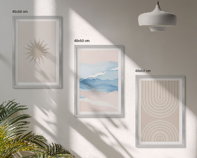 Composizione di quadri Onde di sole, linee astratte, pastello