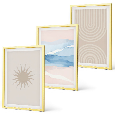 Composizione di quadri Onde di sole, linee astratte, pastello