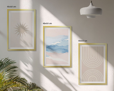 Composizione di quadri Onde di sole, linee astratte, pastello