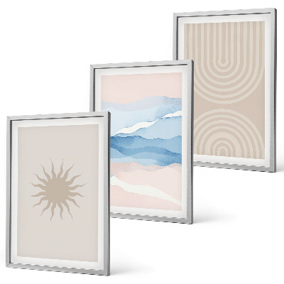 Composizione di quadri Onde di sole, linee astratte, pastello