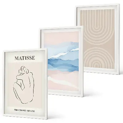 Set di quadri incorniciati con stampa minimalista a onde color pastello