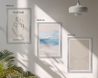 Set di quadri incorniciati Linee onde pastello minimalismo