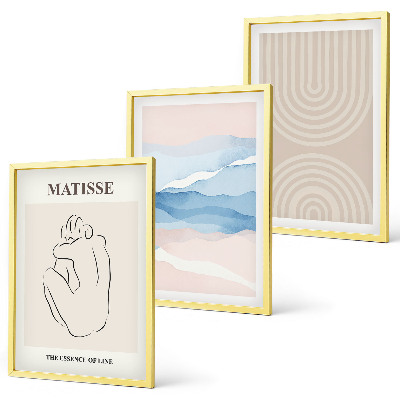 Set di quadri incorniciati Linee onde pastello minimalismo