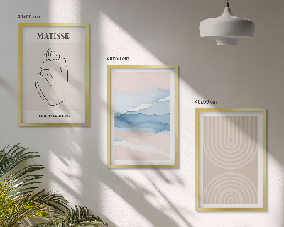 Set di quadri incorniciati Linee onde pastello minimalismo