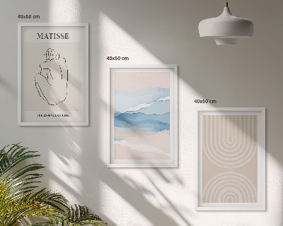 Set di quadri incorniciati Linee onde pastello minimalismo