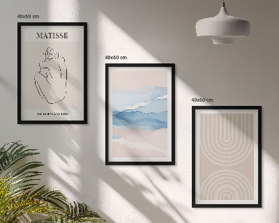 Set di quadri incorniciati Linee onde pastello minimalismo