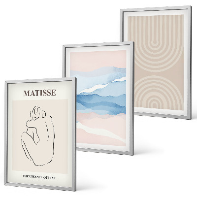 Set di quadri incorniciati Linee onde pastello minimalismo