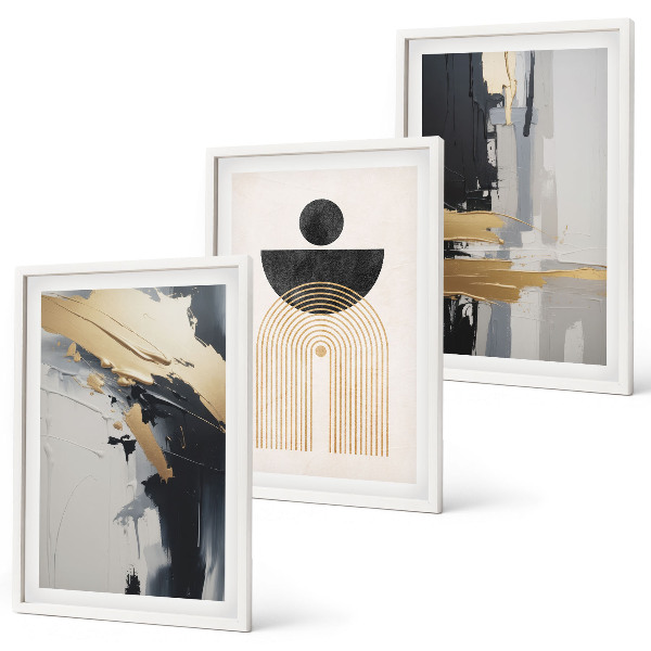 Set di 3 quadri eleganza geometrica astratta
