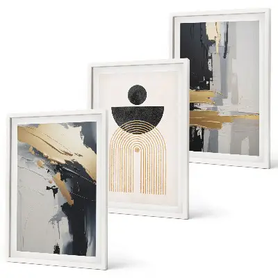 Set di 3 quadri con design di eleganza geometrica astratta