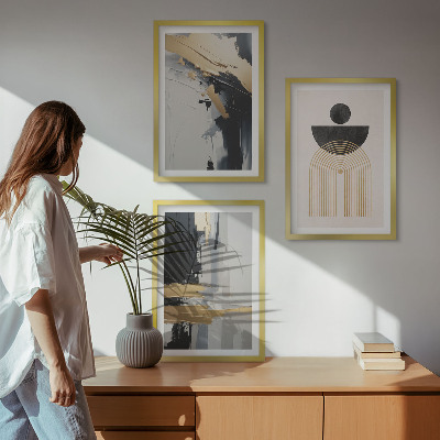Set di 3 quadri eleganza geometrica astratta