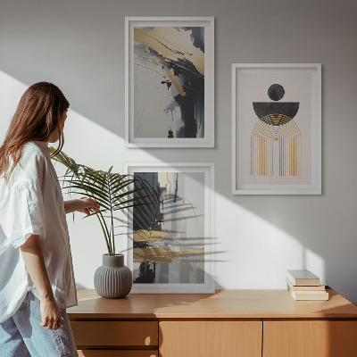 Set di 3 quadri eleganza geometrica astratta