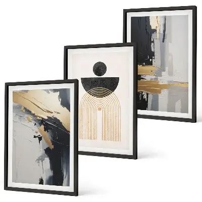 Set di 3 quadri con design di eleganza geometrica astratta