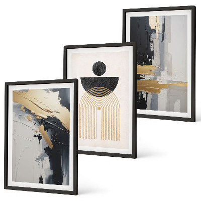Set di 3 quadri eleganza geometrica astratta