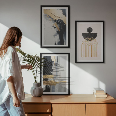 Set di 3 quadri eleganza geometrica astratta